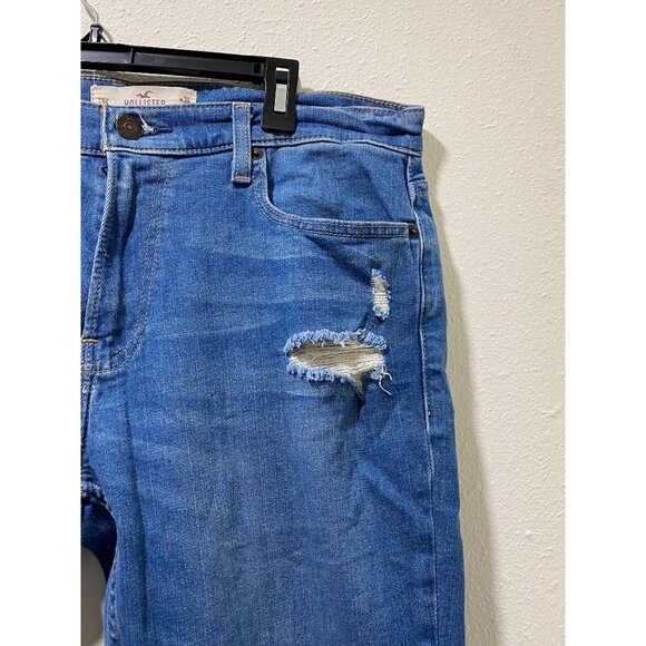 Hollister Epic Flex Super Skinny Jeans Mens 34x32 Blue Distressed Ripped - Picture 6 of 14